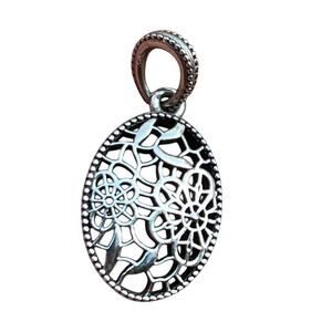 Authentic Pandora Sterling Silver Floral Daisy Lace Necklace Pendant. Marked.